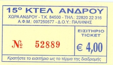 bilet autobusowy Grecja ANDROS 4 euro
