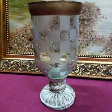szklany kufel świecznik 21cm