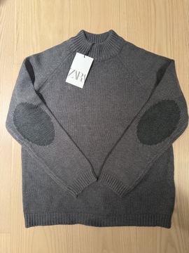Szary chłopięcy sweter r 140 Zara