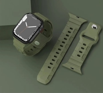 Pasek silikonowy Apple Watch 42 44 45 khaki zieleń