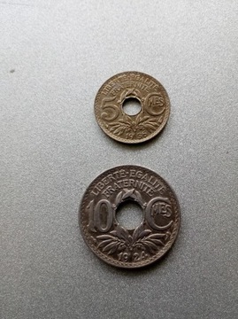 5 CENTIMES 1936, 10 centimes 1924, FRANCJA, 