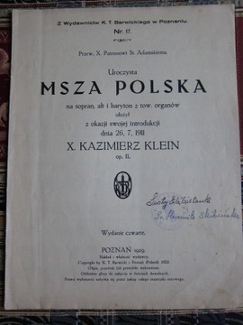 MSZA POLSKA- Kazimierz Klein 1929