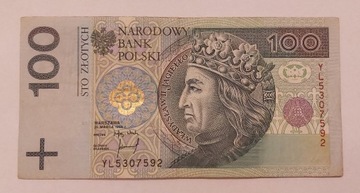 100 złotych 1994 seria YL 5307592 seria zastępcza