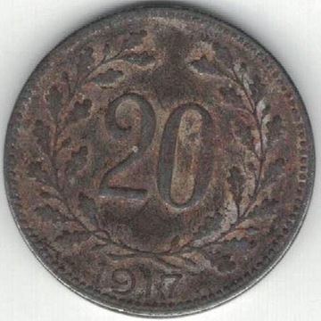 Austria 20 heller halerzy 1917  21,2 mm