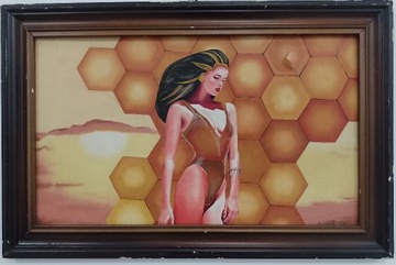 Obraz Królowa pszczół ? fantasy 1987 W. Łapiński 