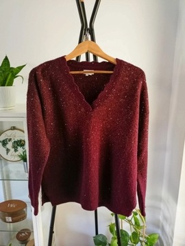Piękny bordowy sweter z cekinami 40 L
