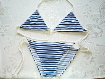Niebieski strój kąpielowy bikini w paski S / M
