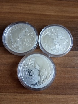 Lunar 3 RAM zestaw rok myszy wołu tygrysa 3 * 1 oz