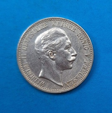 Niemcy, Prusy 2 marki 1905, Wilhelm II, Ag 0,900