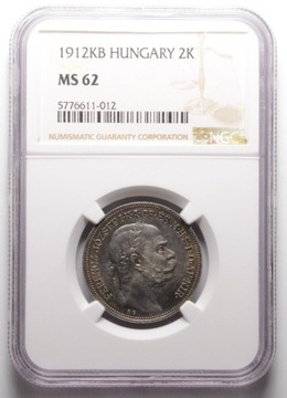 2 korony 1912KB NGC MS62 mennicza