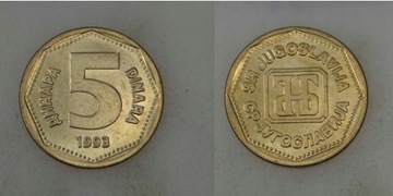 5 dinar 1993 rok Jugosławia 