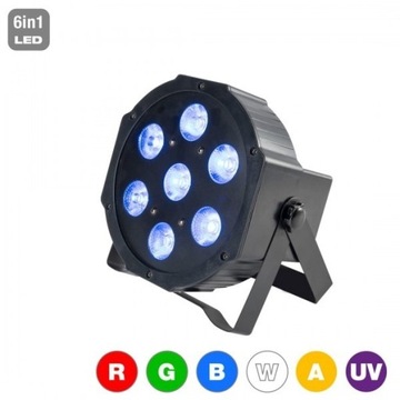 Reflektor PAR LED 7x15W RGBWA+UV 6in1 DMX + Pilot