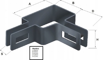 Obejma narożna 60x40 kompletna