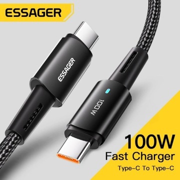 Kabel ładowania 1m USB-C do USB-C ESSAGER BLACK
