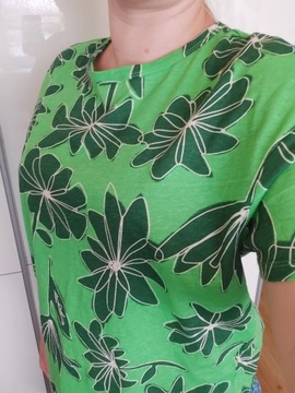Zara bawełniana koszulka T-shirt zielona S M
