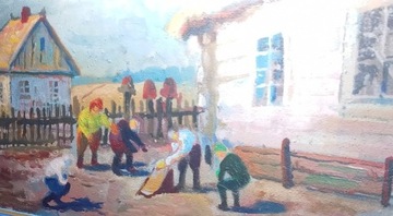 Obraz olejny Praca w zagrodzie
