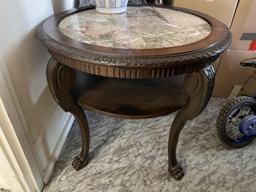 Przepiękny stolik z marmurowym blatem - stary