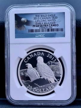 Srebrna moneta 20$ Bielik Amerykański 2013 NGC 1oz