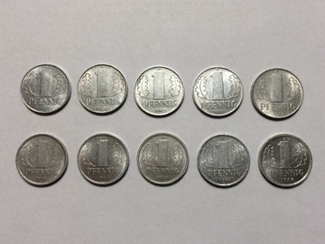 1 Pfennig fenig 10 sztuk Niemcy DDR NRD