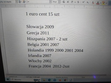 Zestaw 1 euro cent 15 szt