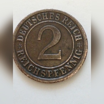 2 reichspfennigi 1924 A Niemcy.