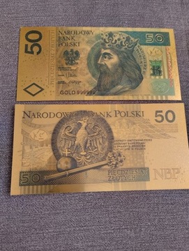banknot pozłacany 50 złotych