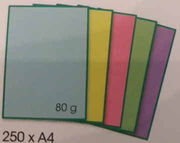 Papier ksero kolorowy A4 80 g 250 arkuszy MIX