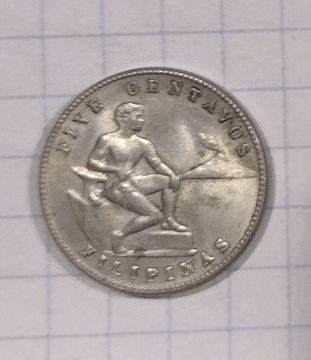 (478) Filipiny 5 centavo 1945 stan!