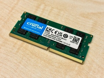 Pamięć RAM 32GB, DDR4, SODIMM, 3200MHz, Crucial