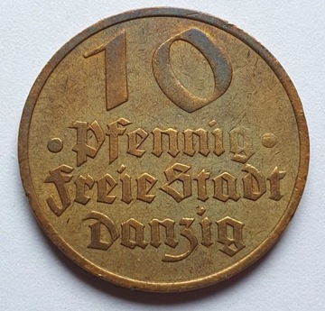 10 fenigów 1932, " DORSZ", Wolne Miasto Gdańsk