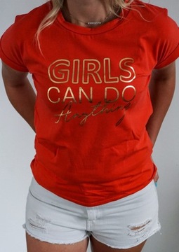 T-shirt bluzka czerwona Girls can do anything 