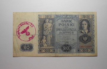 Stary banknot polski 20 złotych 1936 rzadki