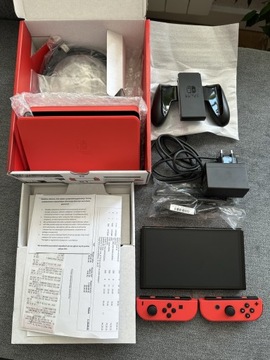Nintendo Switch OLED Mario Red Edition - Na gwarancji - Zestaw