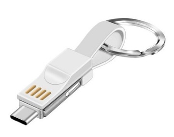 Kabel USB 3w1 brelok magnes biały