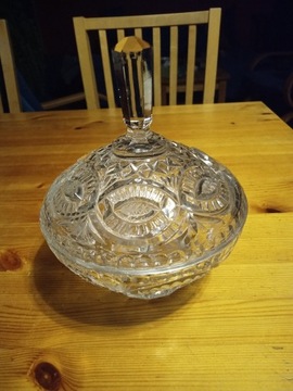 Duża kryształowa cukiernica z pokrywką - Vintage z