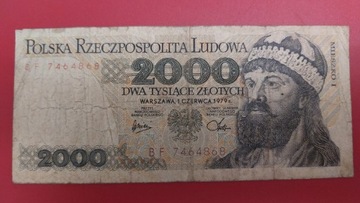Banknot 2000 zł z 1979r, Seria BF