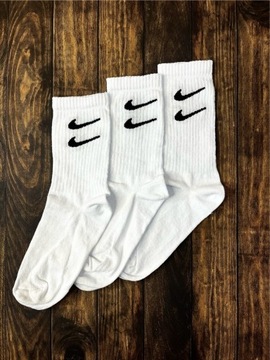 Skarpety Nike długie białe 2 swoosh 