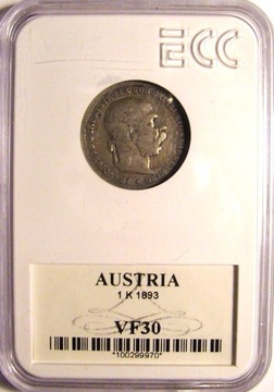 1 KRAJCAR AUSTRIA 1893 GRADING ECC VF30