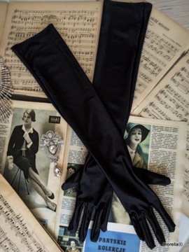Rękawiczki Wednesday za łokieć vintage gothic 20s
