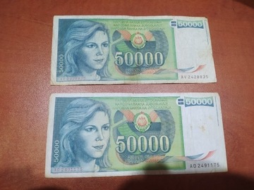 Banknot 50000 Dinarów Jugosławiańskich