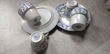 Stara porcelana wzór słomkowy filiżanki blue prl 