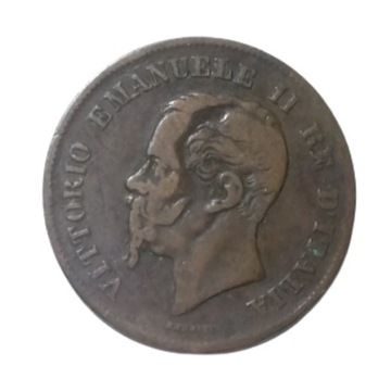 Numizmatyka STARA MONETA Włochy 1862 5 centymów