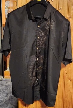 Koszula hawajska w smoki czarna, r. 7XL (XXL)