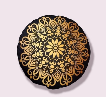 Poduszka okrągła dekoracyjna Mandala złota