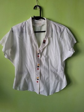 Biała bluzka vintage z misiem