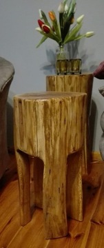 Stolik kawowy pieniek krzesło rustykalne lity dąb