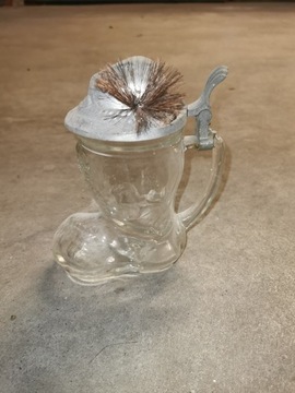 Kufel szklany z wieczkiem cynowym