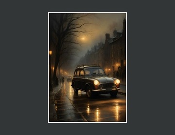 Plakat samochód w romantyczna noc - 50x70cm