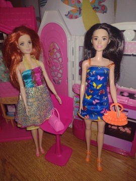 Lalki Barbie Mattel 2szt ubranka buty torebki