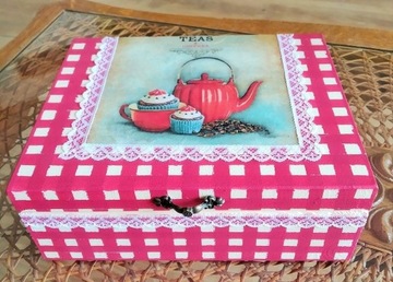 Herbaciarka pudełko TEA decoupage 22x17cm.